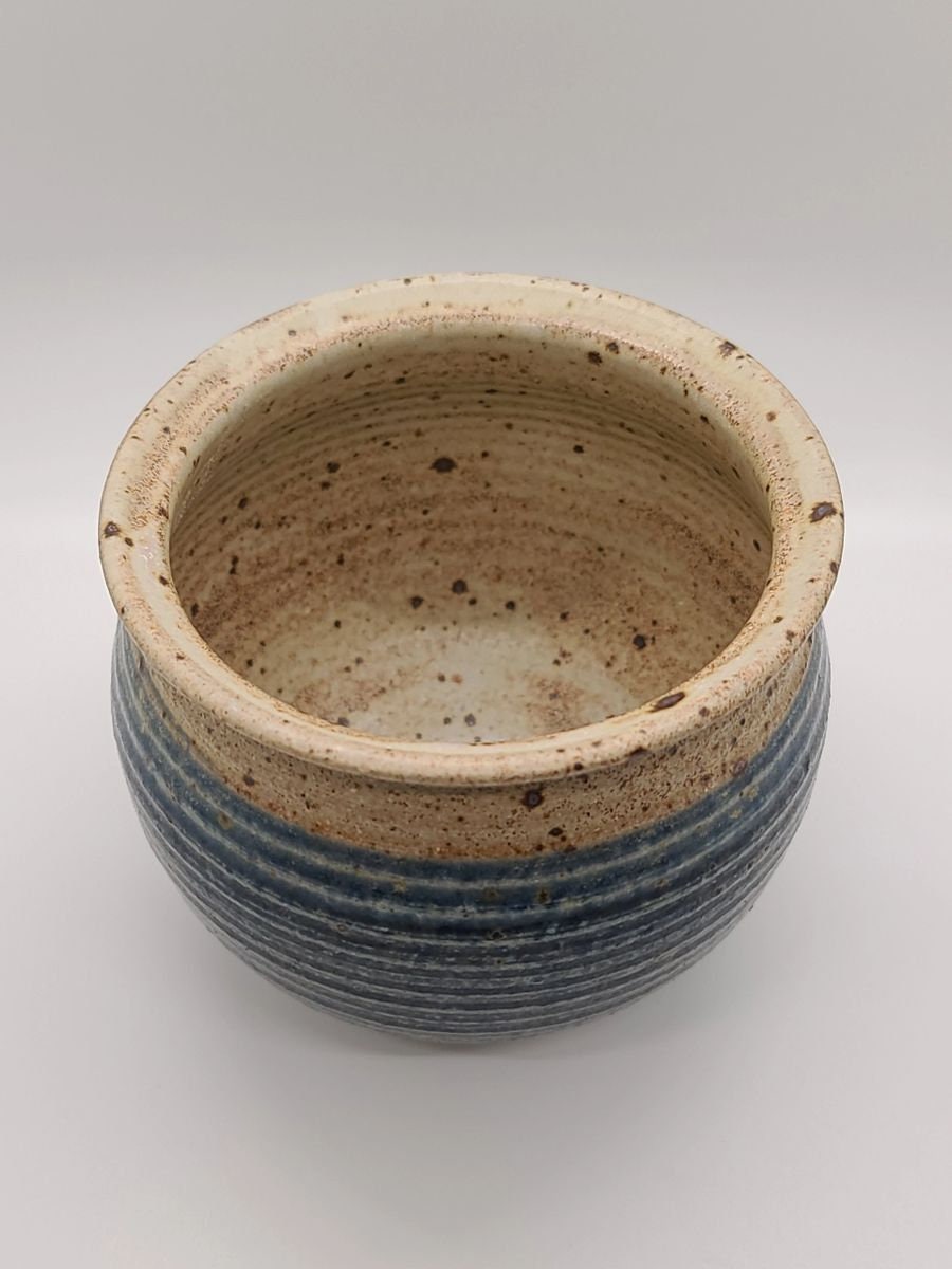 Signed Handmade Glazed Swirl Pottery Bowl