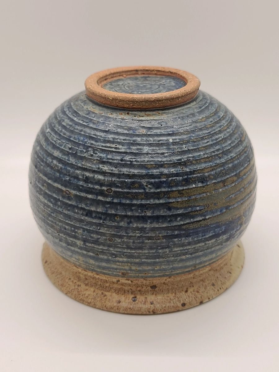 Signed Handmade Glazed Swirl Pottery Bowl