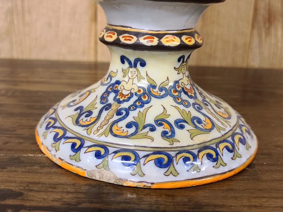 Antique 19th Century Italian Majolica Pitcher Ewer Pouring Vessel