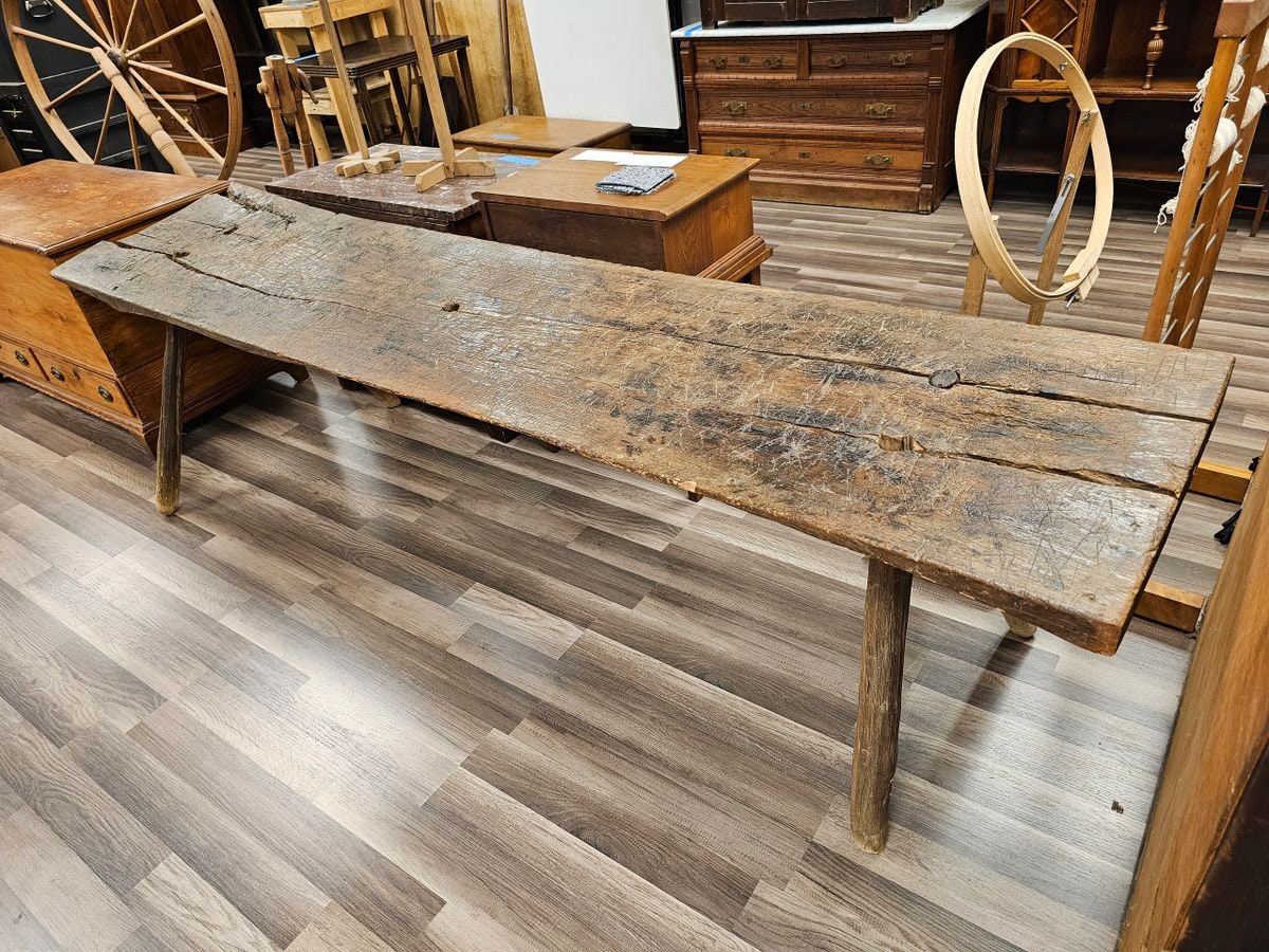 Antique Handmade Butchering Table Bench 18th 19th Century Virgin Oak Local Pick Up