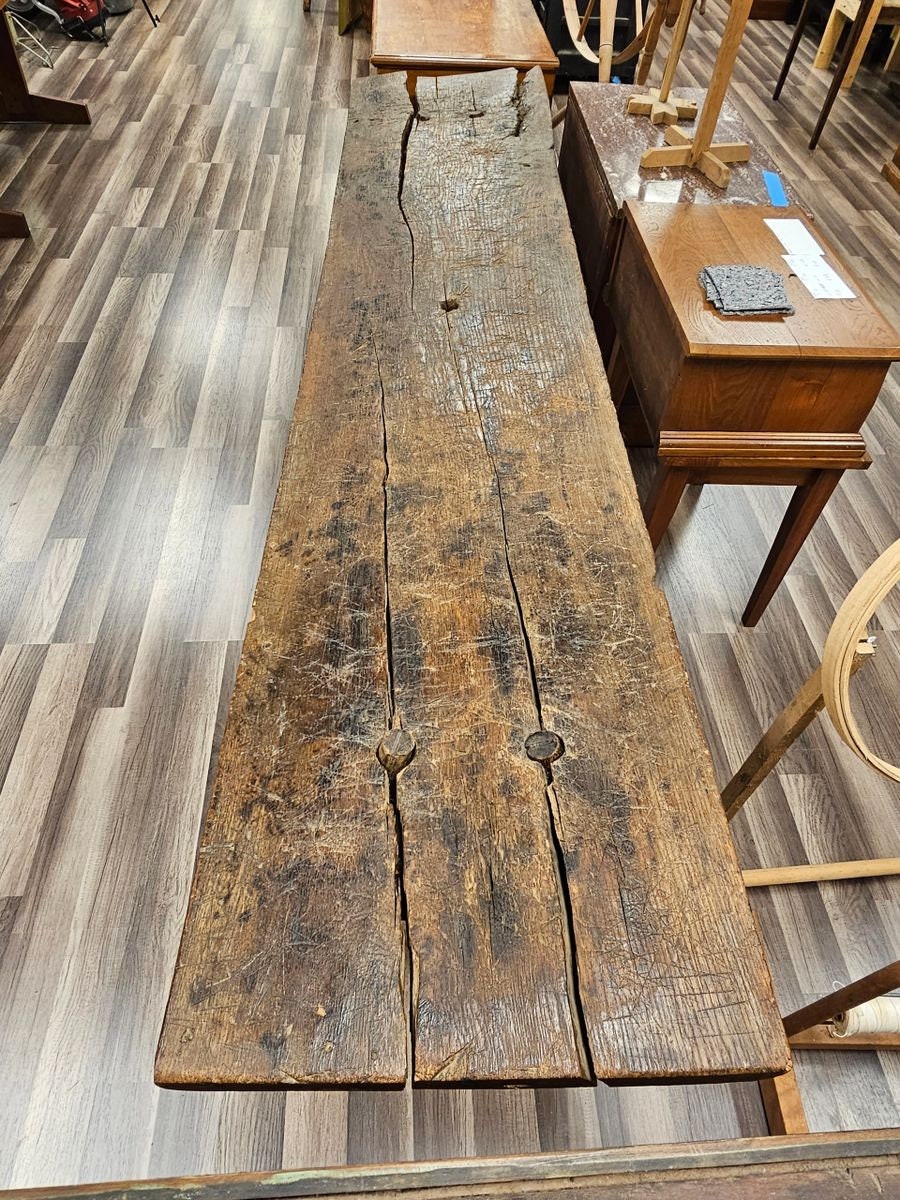 Antique Handmade Butchering Table Bench 18th 19th Century Virgin Oak Local Pick Up
