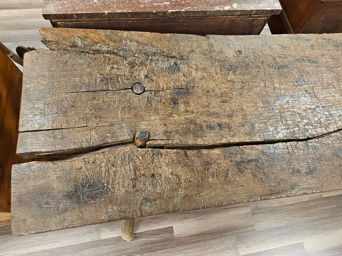 Antique Handmade Butchering Table Bench 18th 19th Century Virgin Oak Local Pick Up