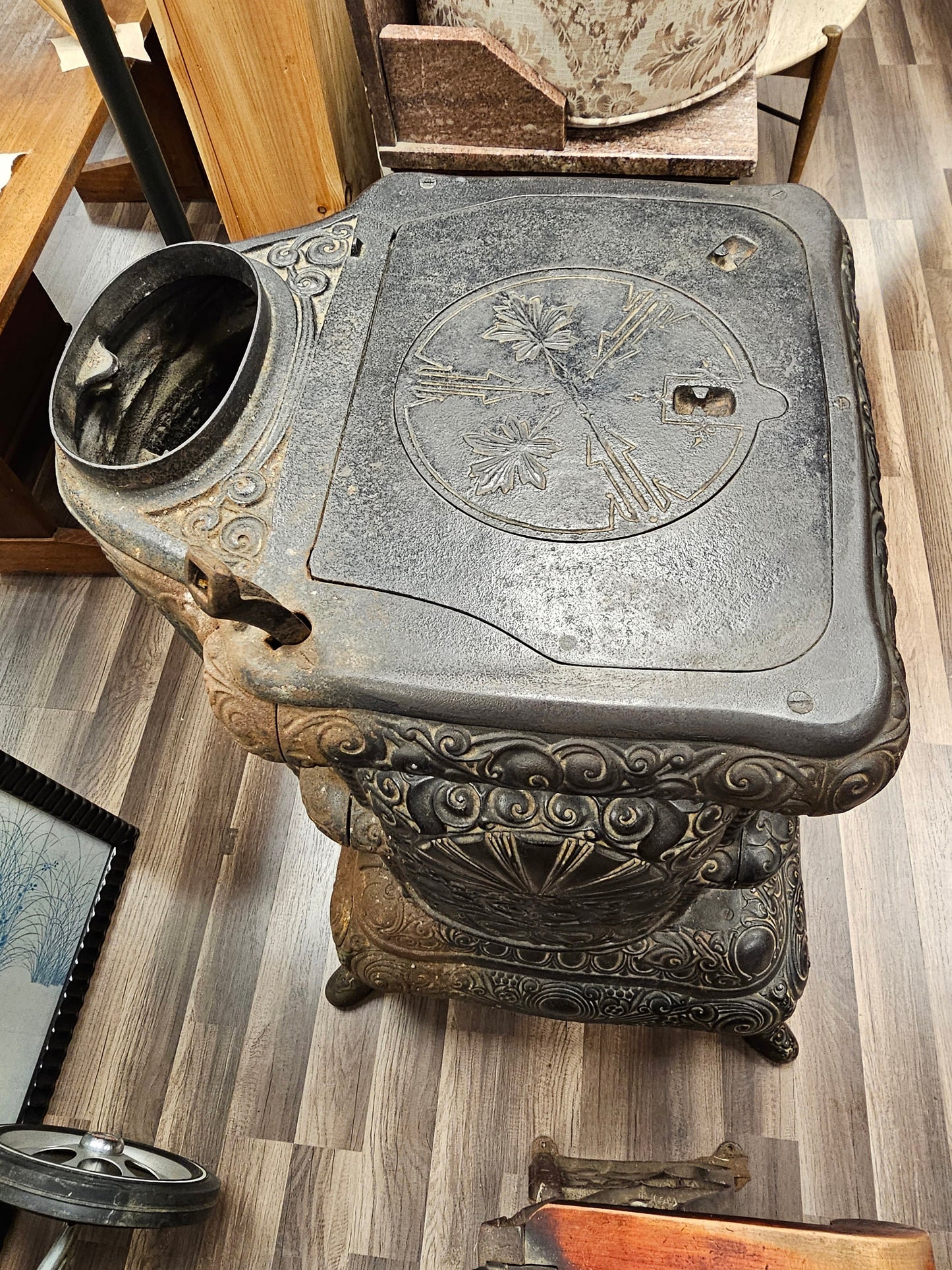 Antique Late 19th Century Cast Iron Parlor Stove By Garland Local Pick Up