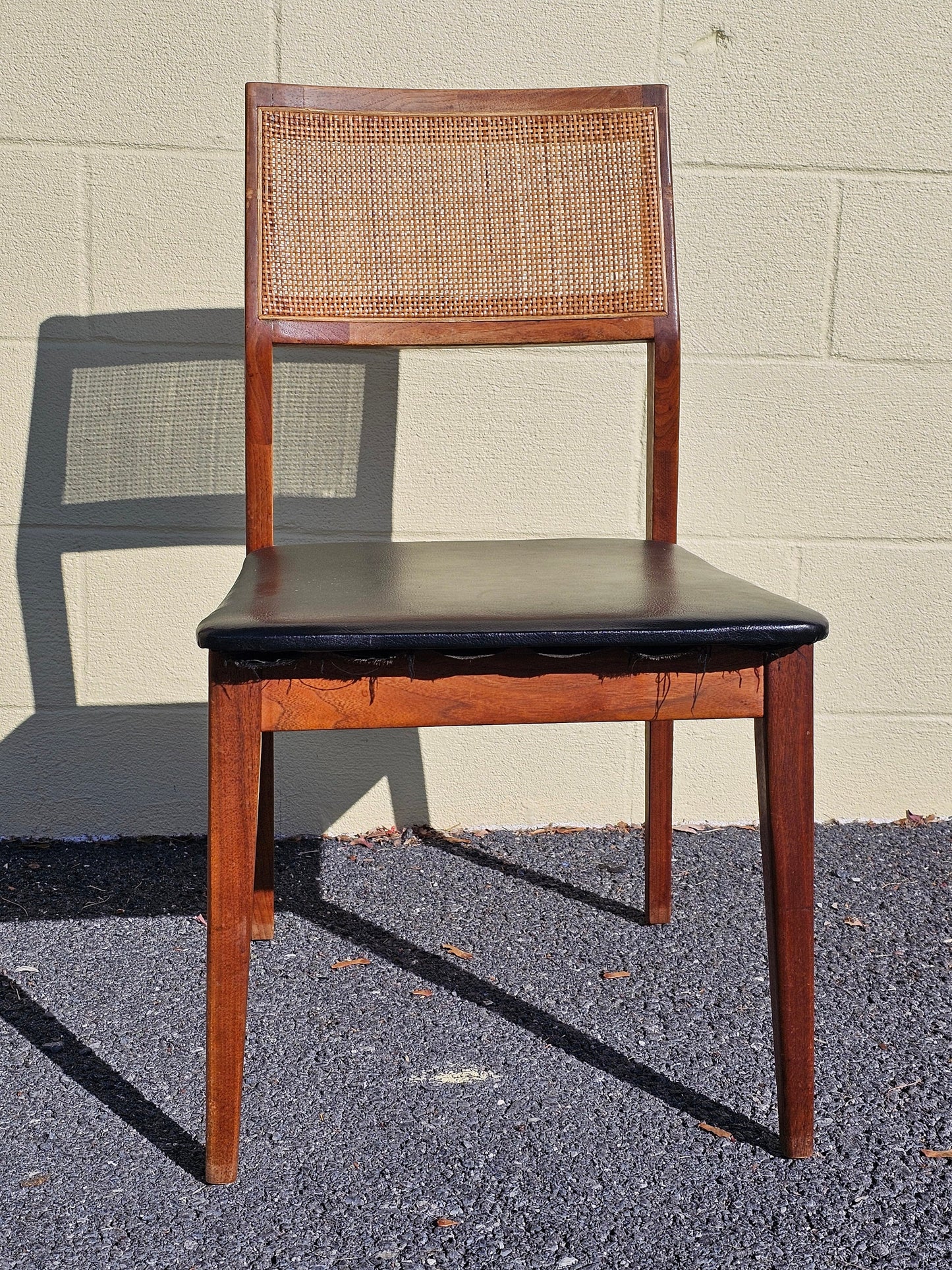 Mid Century Walnut Cane Back Dining Chairs Set Of 6 Jack Cartwright? Needs Work Local Pick Up