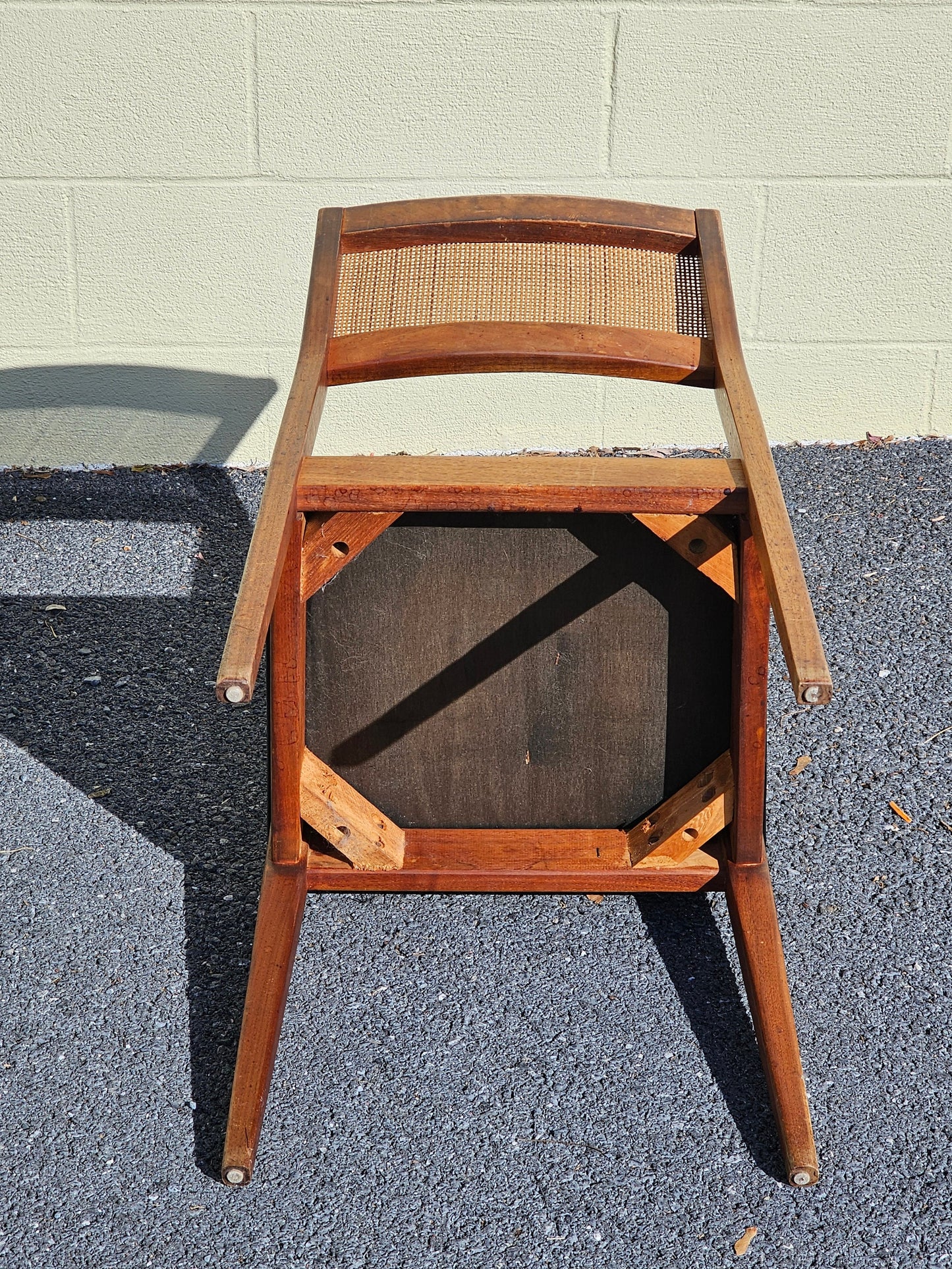 Mid Century Walnut Cane Back Dining Chairs Set Of 6 Jack Cartwright? Needs Work Local Pick Up