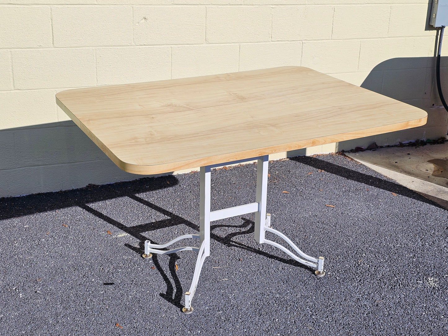 Vtg 1980s Kitchen Table & Metal Swivel Chairs On Rollers With Green Faux Leather Local Pick Up