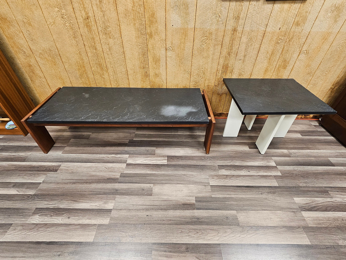 Crafts Associates Adrian Pearsall Rectangle Walnut Frame Slate Top Coffee Table LOCAL PICK UP