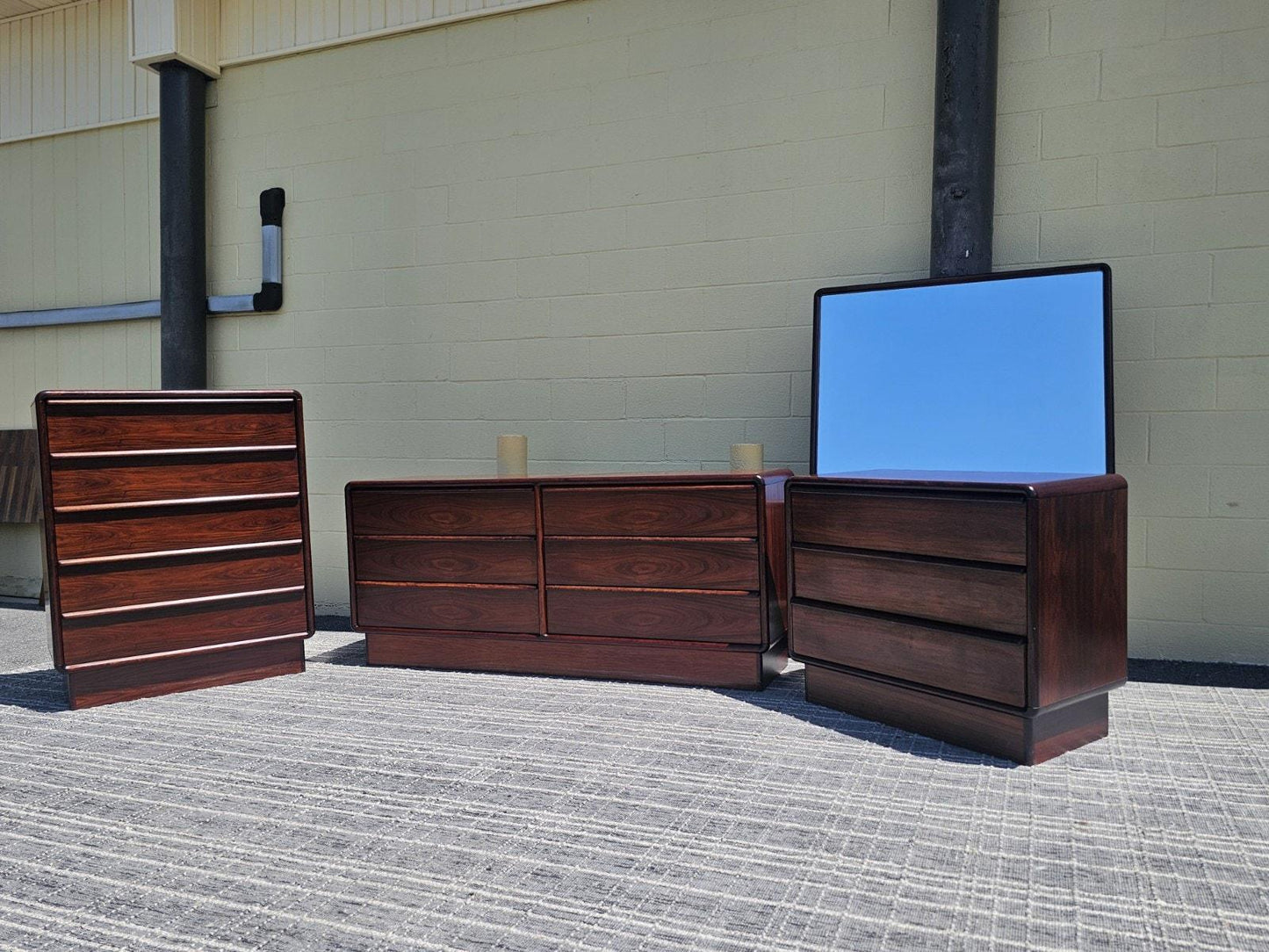 MCM Mid Century Danish Rosewood Dresser Set By Kibaek Mobelfabrik Long Dresser Bedroom LOCAL PICK Up