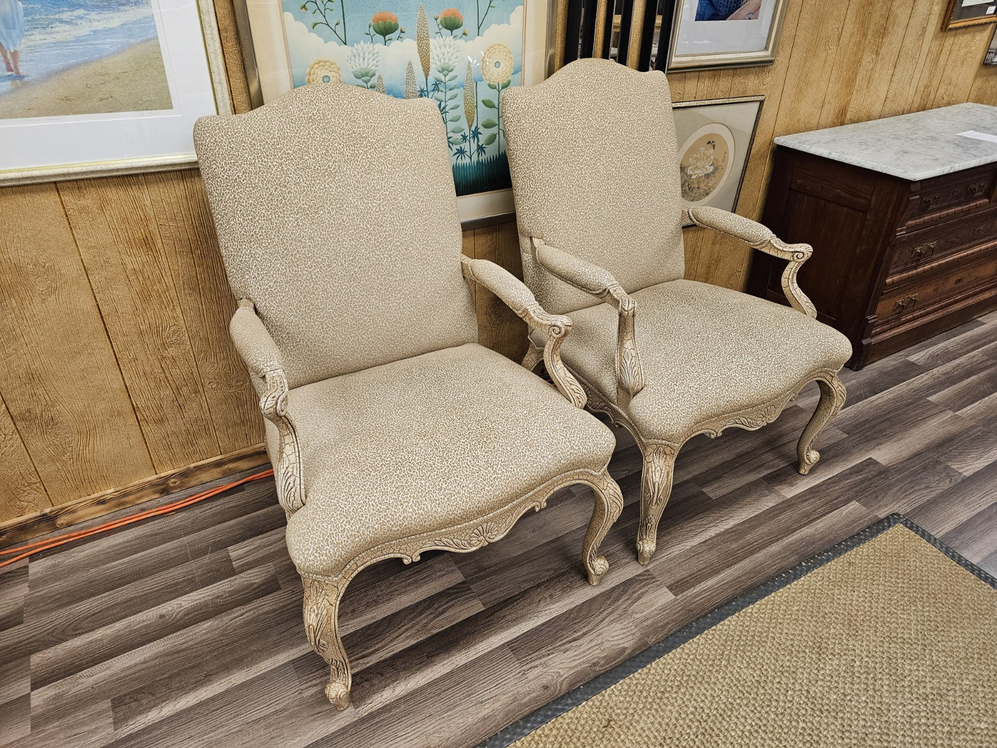 Drexel Heritage Louis XVI Style French Provincial Accent Arm Chair Pair