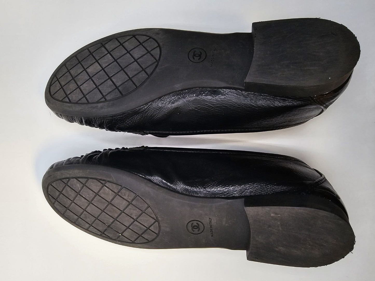 Chanel Loafers Size 37 Crinkled Patent Calfskin Black Used Good Condition