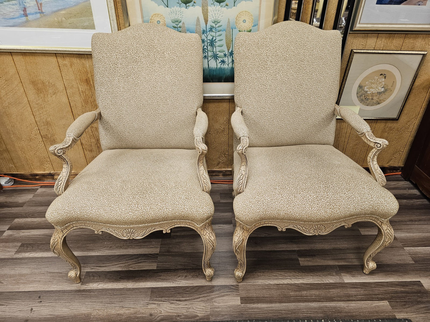 Drexel Heritage Louis XVI Style French Provincial Accent Arm Chair Pair