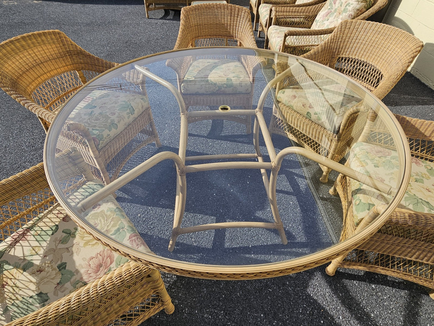 Brown Jordan Indoor Outdoor Plastic Woven Wicker Patio Conversation Set