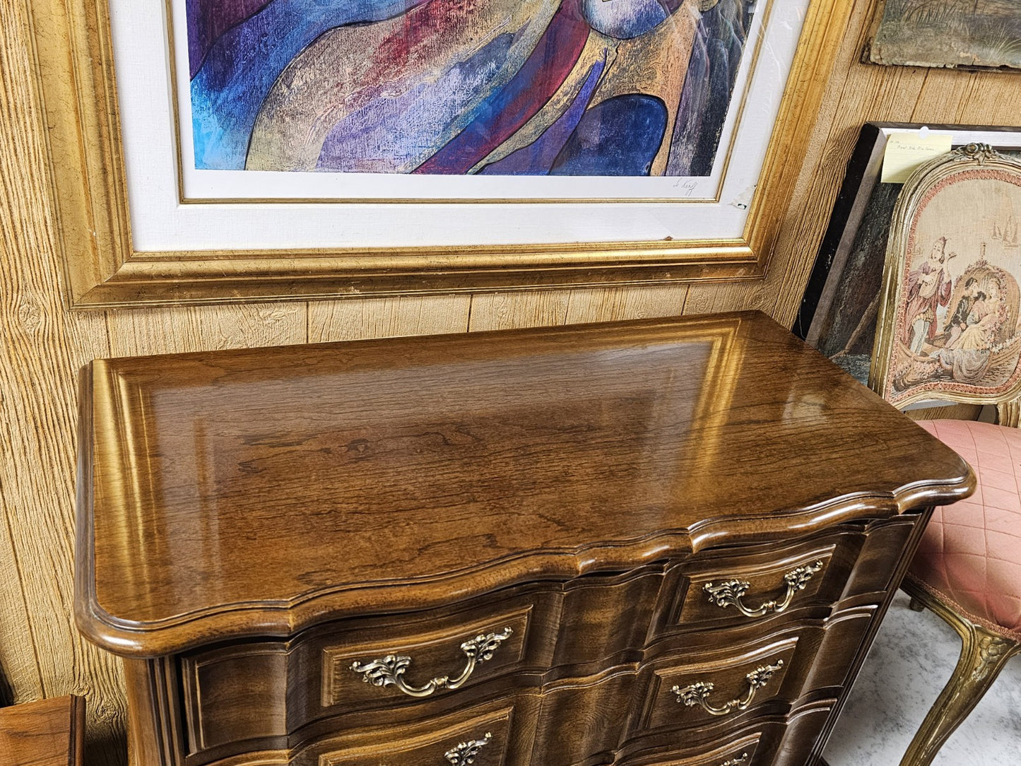 Thomasville French Provincial Style Bedroom Set Highboy & Long Dressers