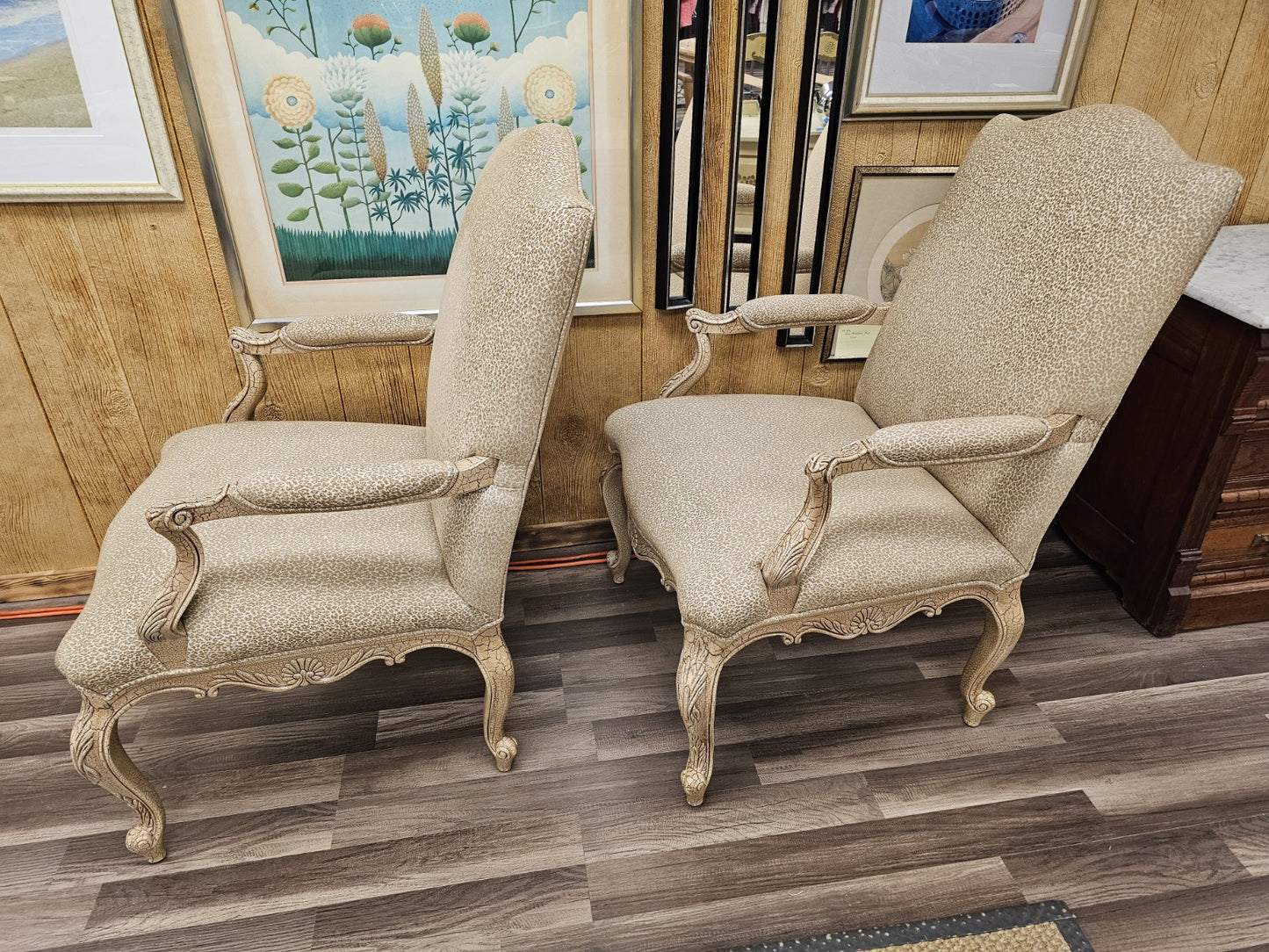 Drexel Heritage Louis XVI Style French Provincial Accent Arm Chair Pair