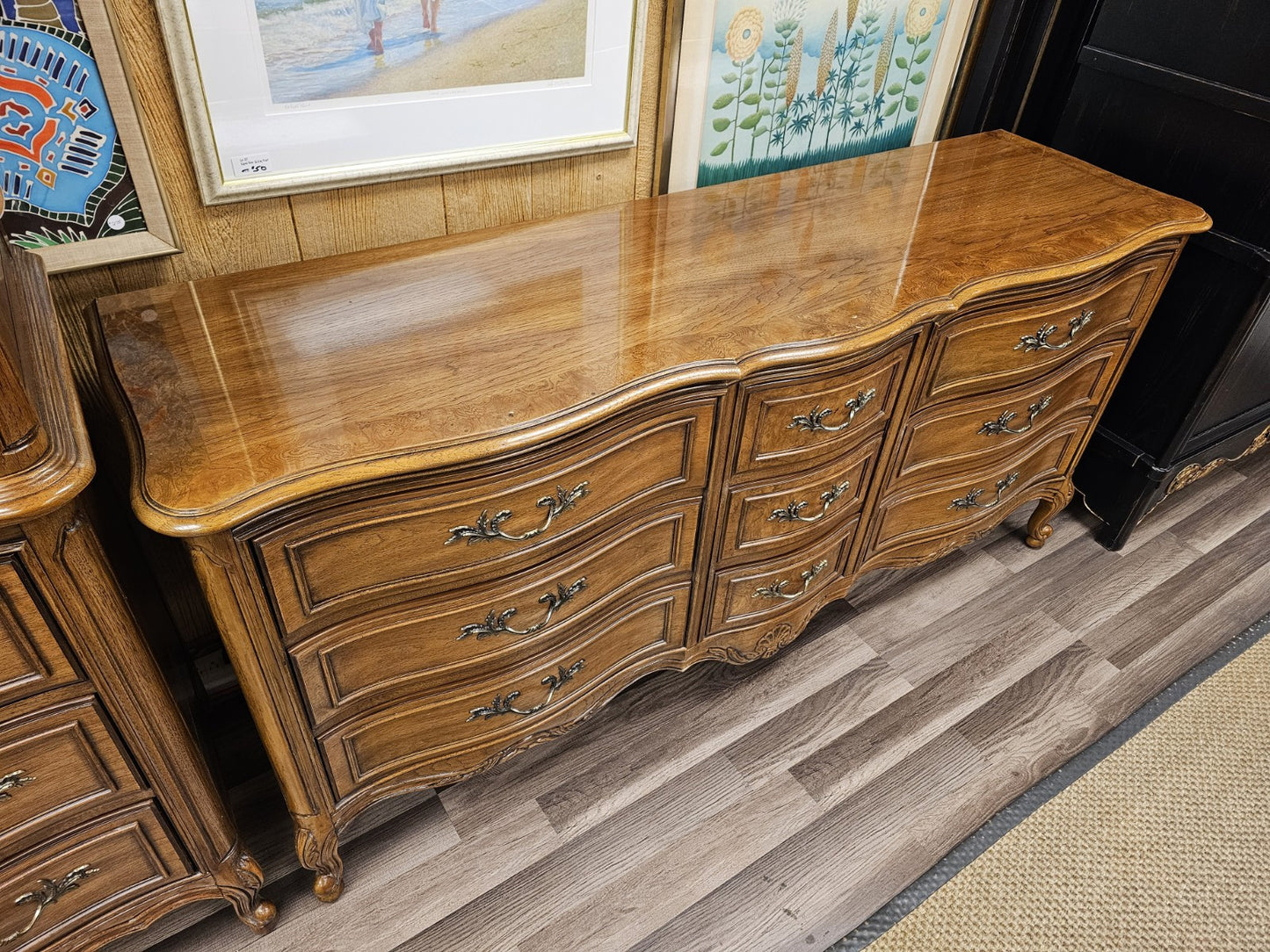 Thomasville French Provincial Style Bedroom Set Highboy & Long Dressers
