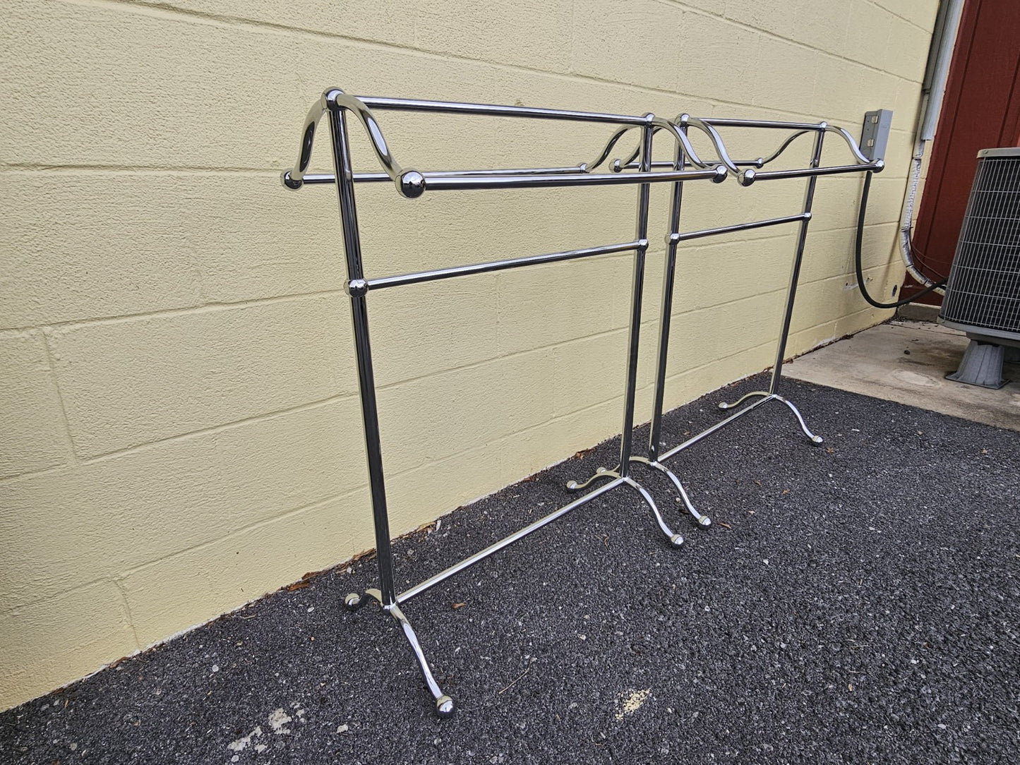 Vtg MCM Style Polished Chrome Freestanding Quilt Towel Racks (3)