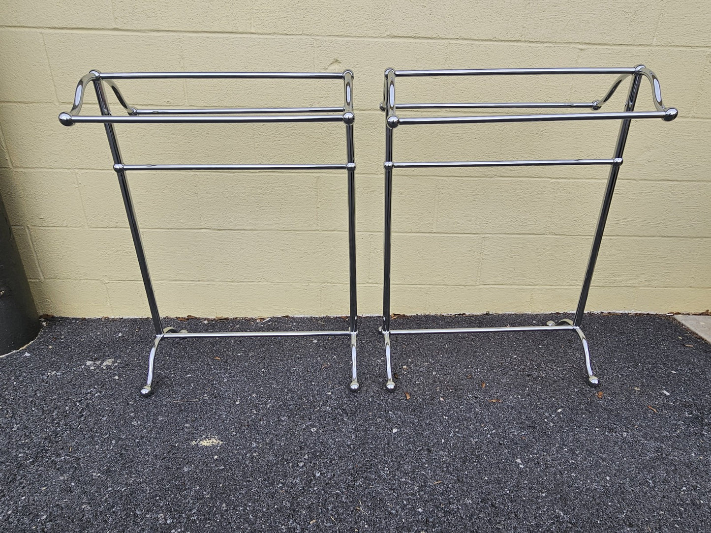 Vtg MCM Style Polished Chrome Freestanding Quilt Towel Racks (3)