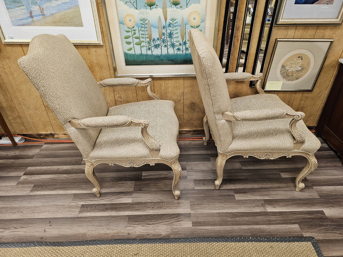 Drexel Heritage Louis XVI Style French Provincial Accent Arm Chair Pair
