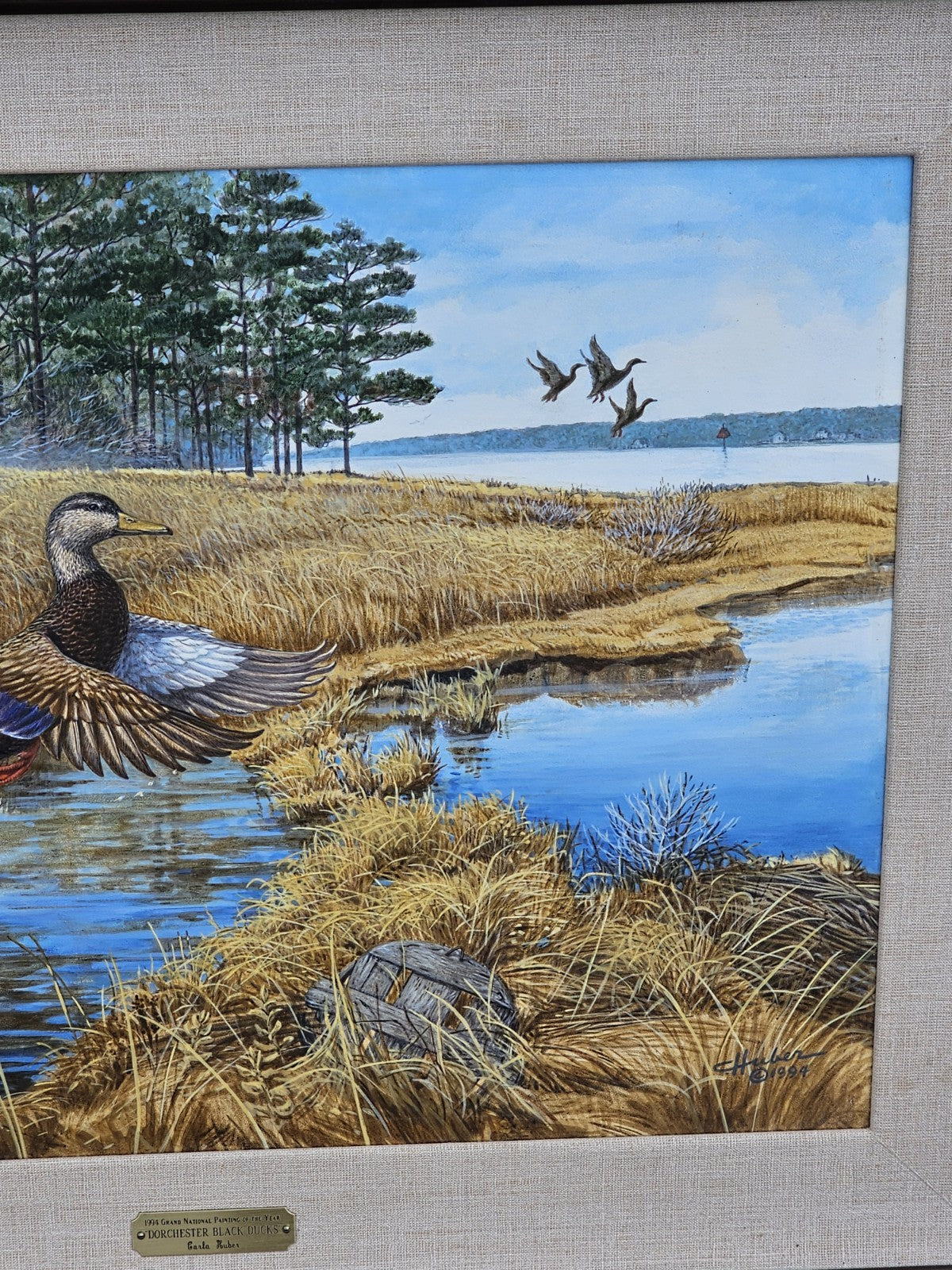 Original Oil On Board Painting Of Black Ducks Chesapeake Bay Dorchester Co, MD