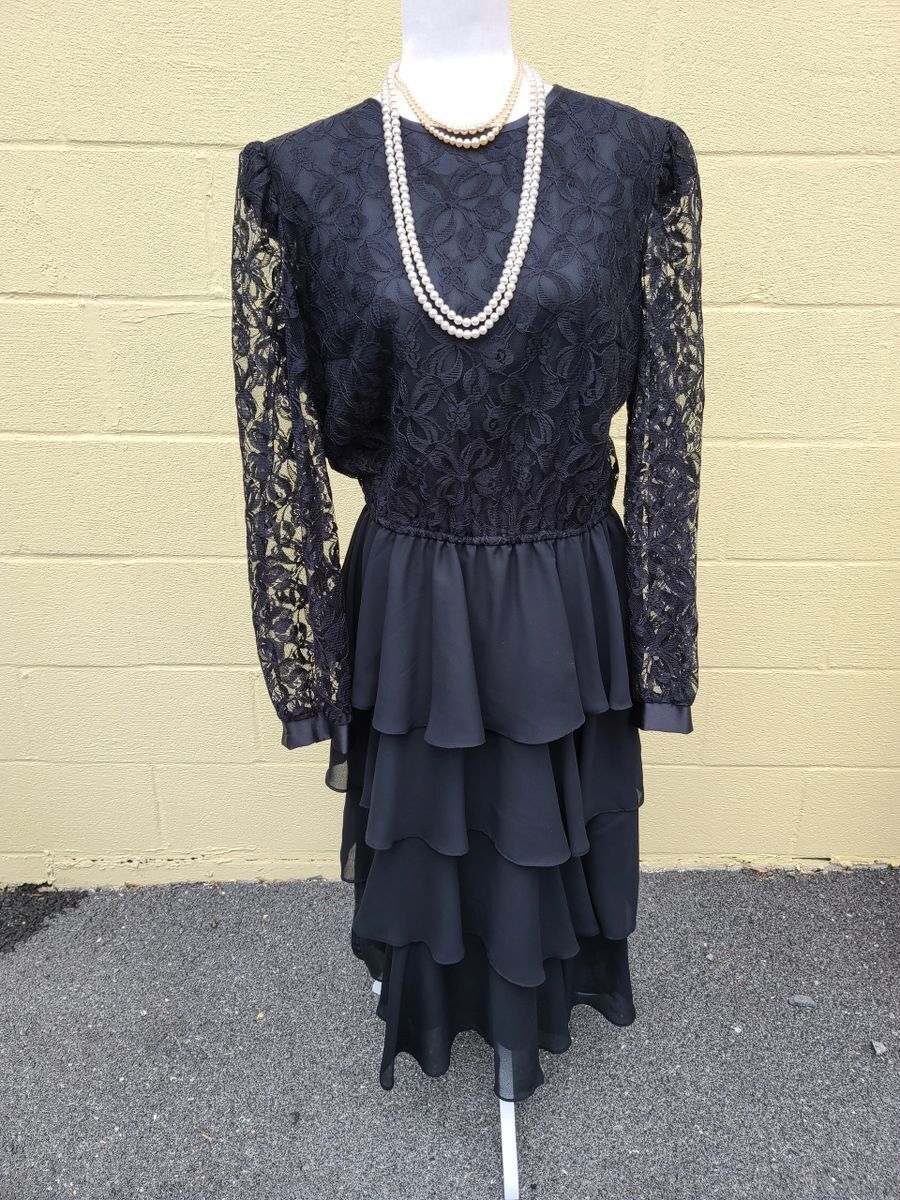 Vintage Lisa Michaels Black Cocktail Prom Summer Dress