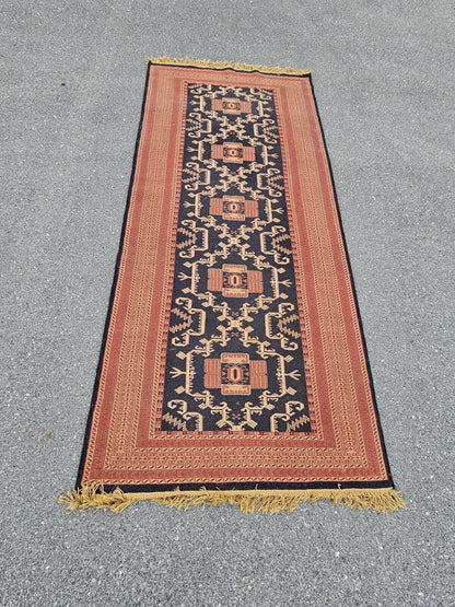 Hand-Knotted Vtg Fine Tribal Rug Runner Rug Hand Dyed 50" X 120" Very Thick 