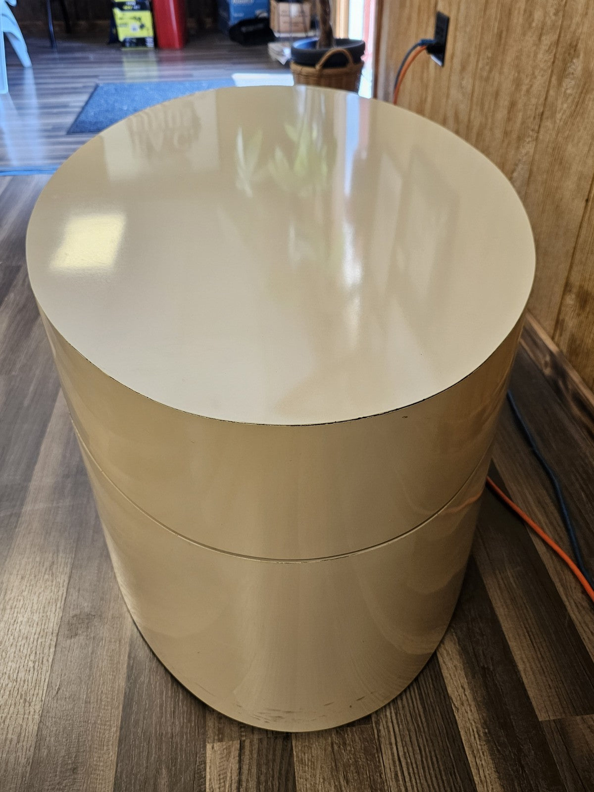 MCM Post Modern Modular Swivel Rotating Oval Adjustable Cream Coffee Table