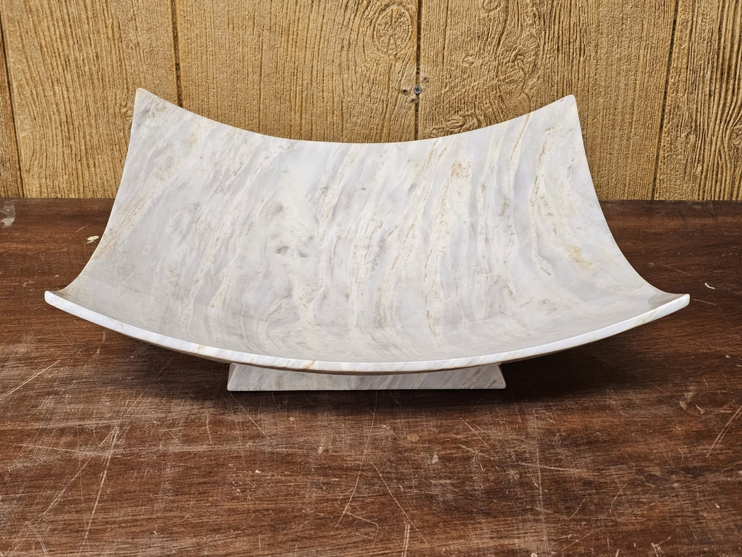 Post Modern Maitland-Smith Large Carved Marble? Centerpiece Dish Bowl