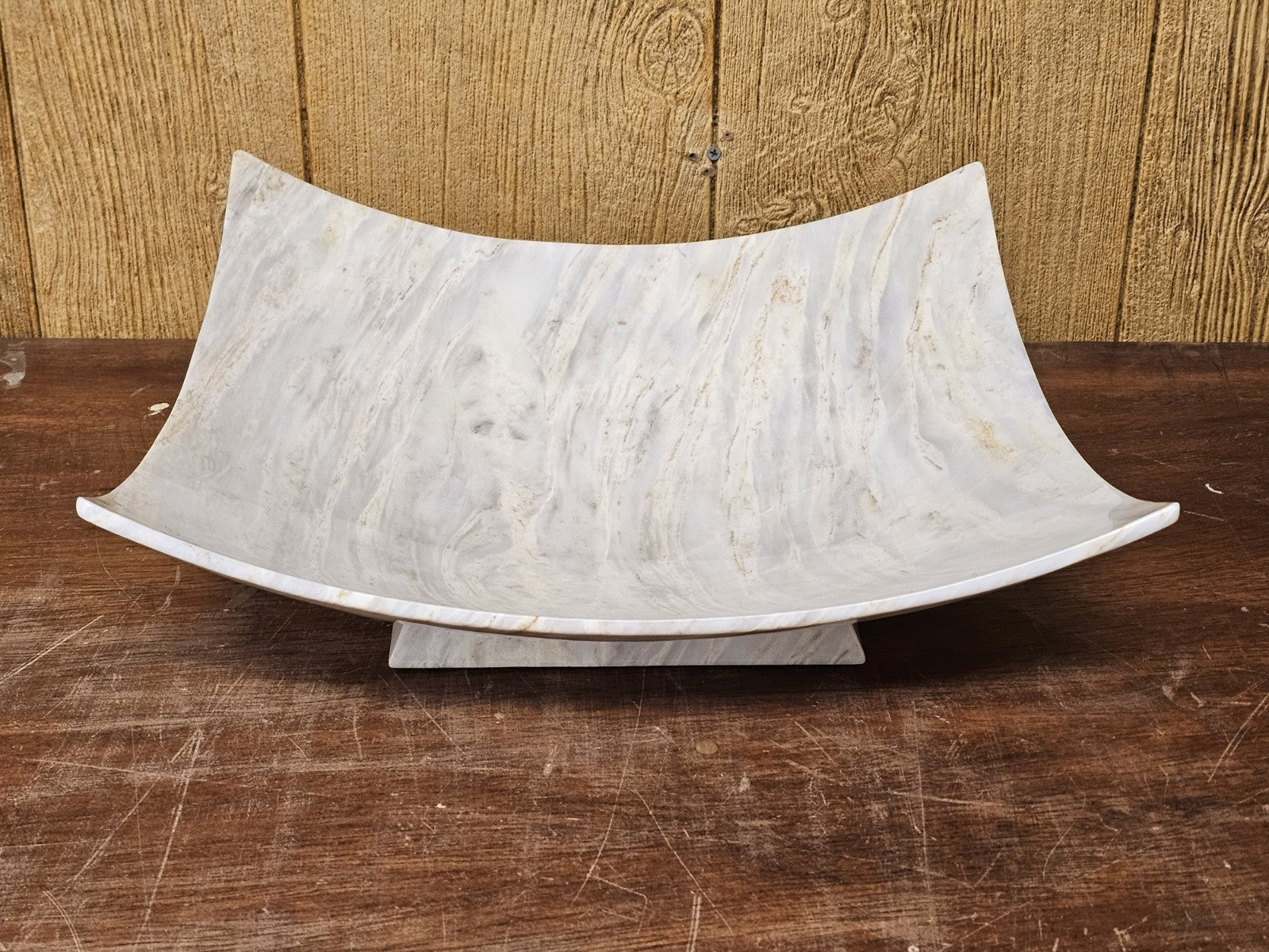 Post Modern Maitland-Smith Large Carved Marble? Centerpiece Dish Bowl