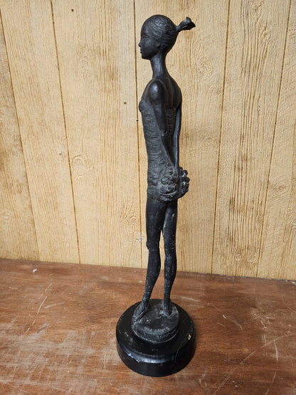 Vtg MCM Modernist Figural Bronze By Pino Conte Italian Standing Ballerina 28.5" 