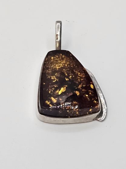 Vtg Natural Baltic Amber Gemstone 925 Sterling Silver Jewelry Pendant 2 In Long