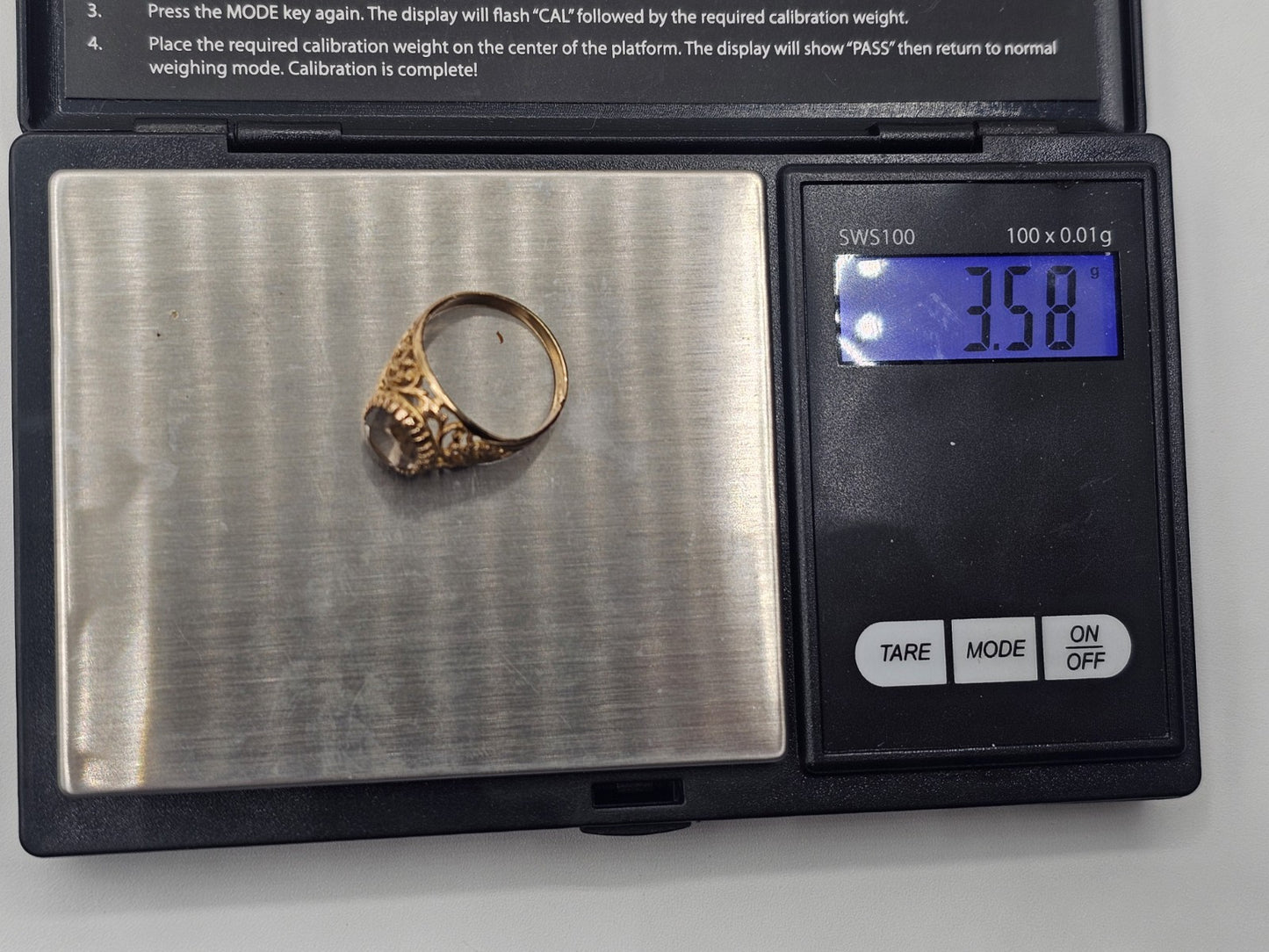 750 18k Yellow Gold Smoky Topaz Quartz Cocktail Ring 3.5 Grams Size 5.25