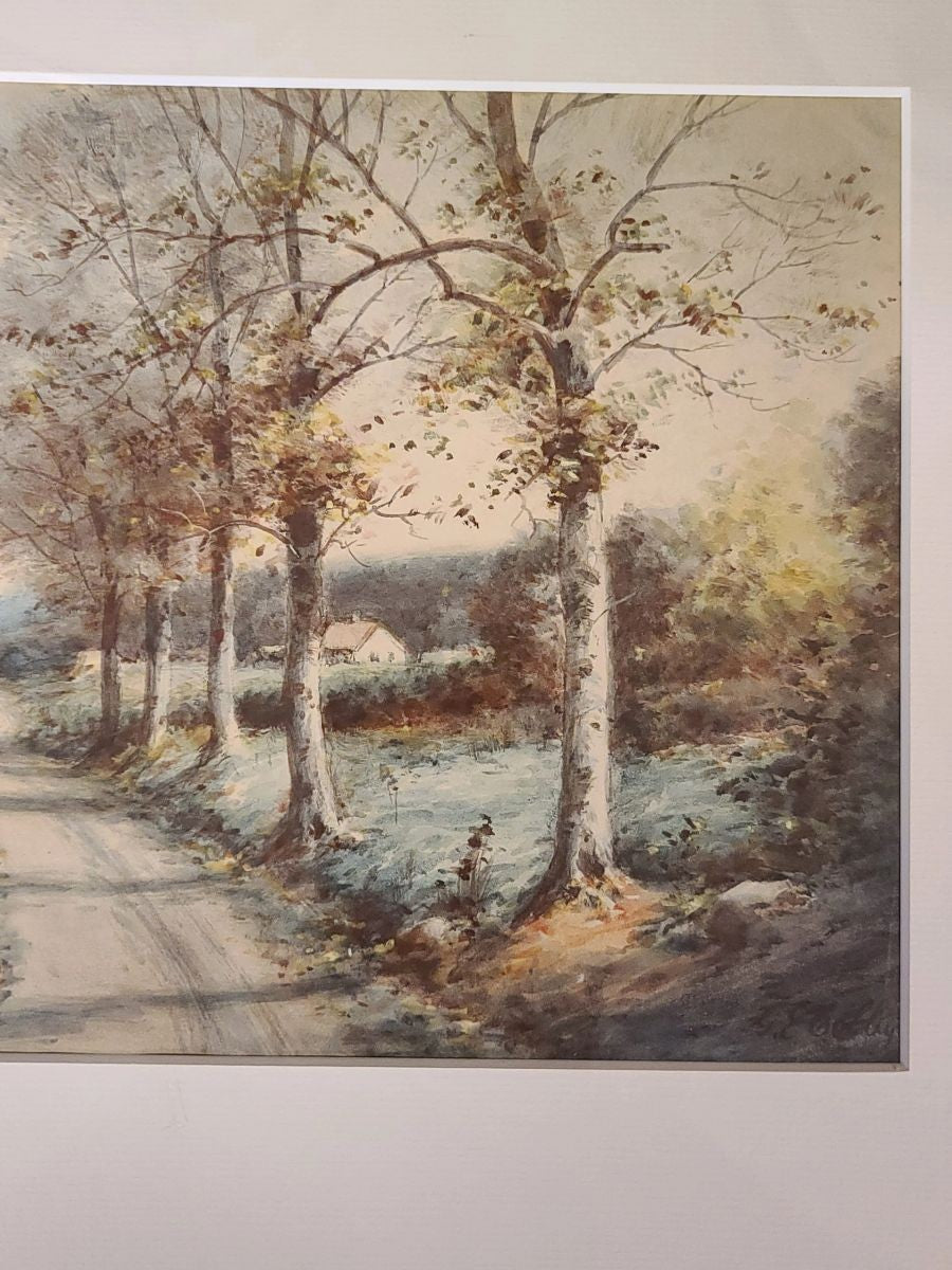 Original George Ernest Colby Watercolor Country Side Road