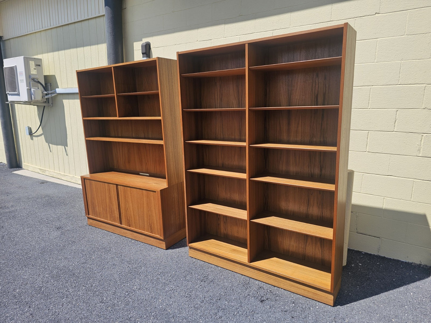 MCM Danish Teak Bookcases Shelving Modular By Poul Hundevad Tambour Doors
