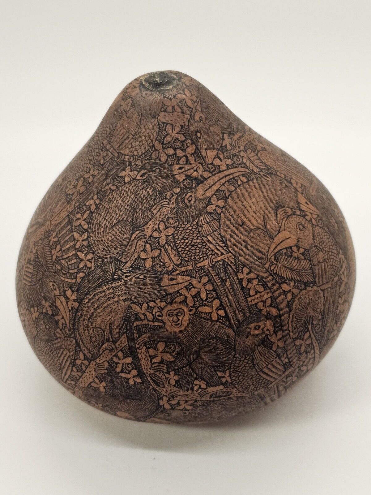 Vtg Peruvian Folk Art Gourd Engraving Very Intricate Apolonia Dorregaray? 