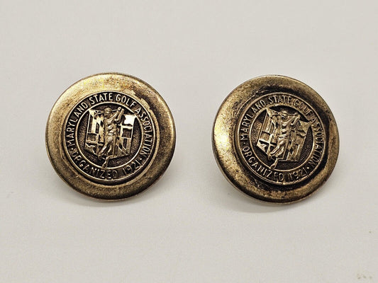 Vtg Stieff Sterling Button Pr Maryland State Golf Association Golf Buttons 17 Gr