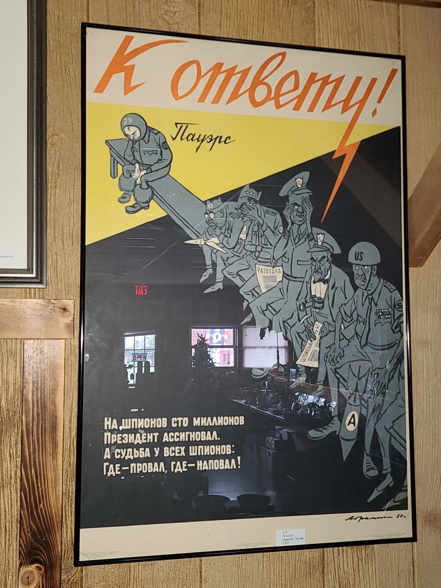 Original 1960 Soviet Union Propaganda Poster with Francis Powers