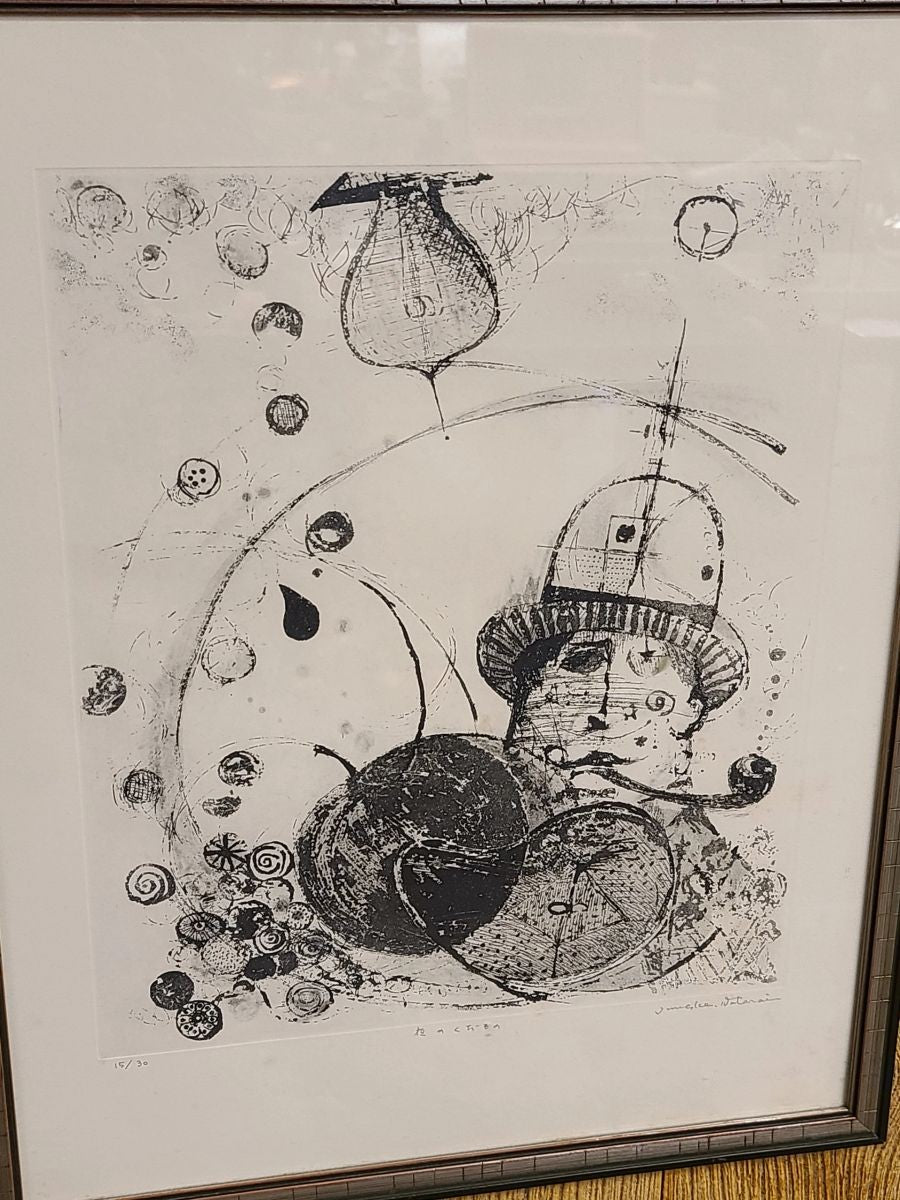 Junsuke Watarai Signed Numbered Japanese Framed Etching Print
