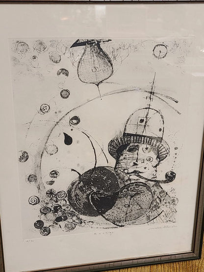 Junsuke Watarai Signed Numbered Japanese Framed Etching Print