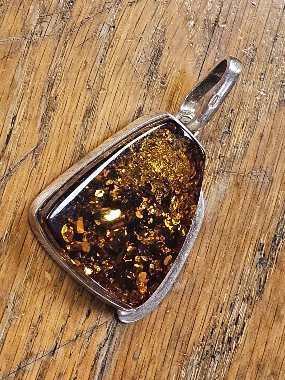 Vtg Natural Baltic Amber Gemstone 925 Sterling Silver Jewelry Pendant 2 In Long