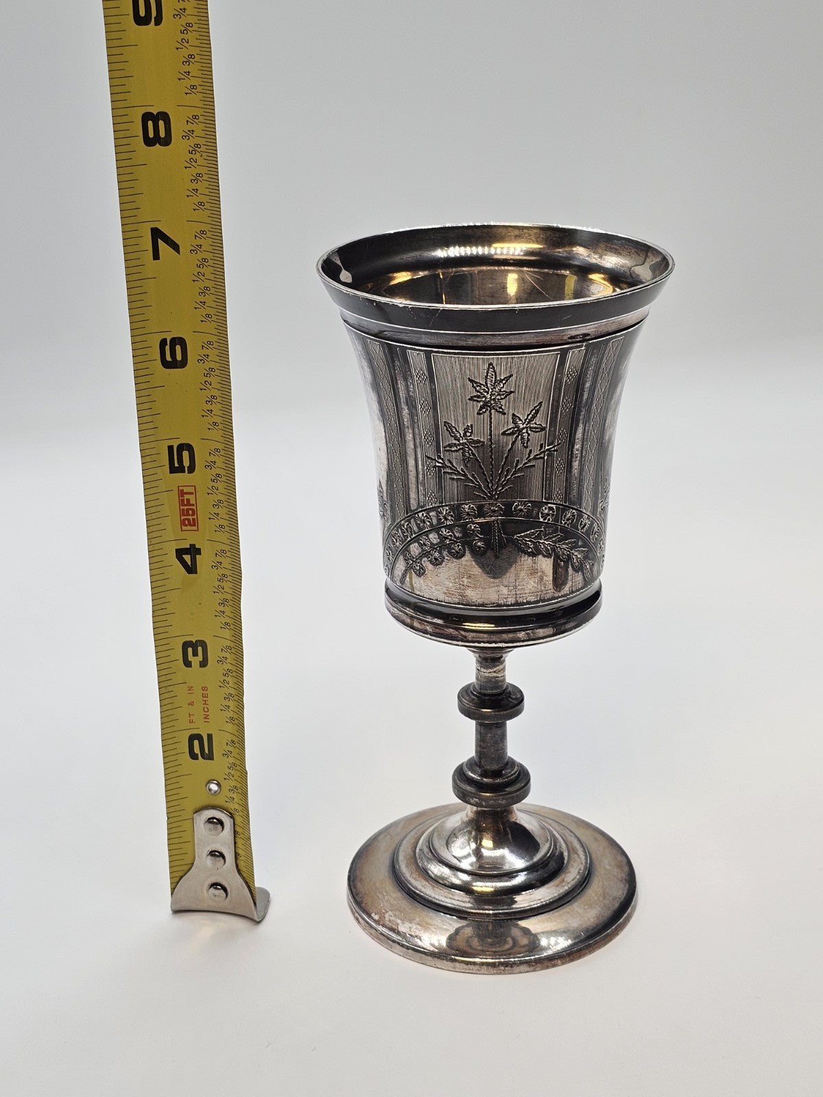 Reed & Barton Silver Plated Goblet Chalice Champagne Goblet Pair Very Ornate