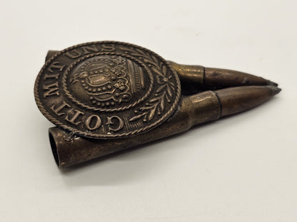 Ww1 Gott Mit Uns Trench Art German Belt Buckle With Pair Of Shells 3 Inch