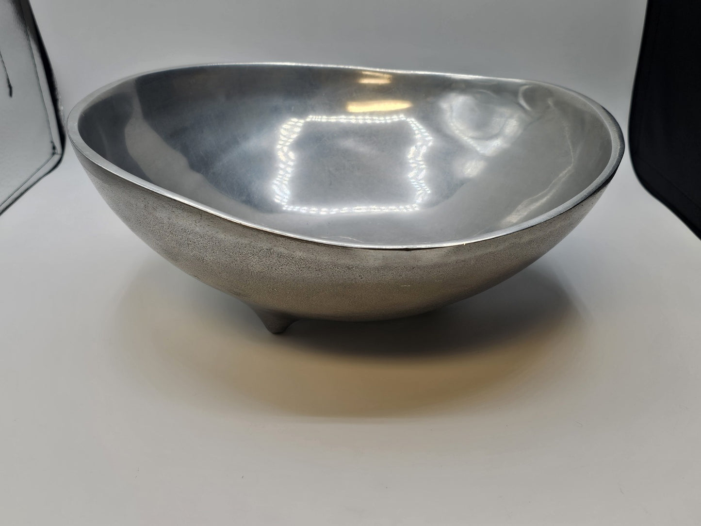 MCM Bruce Fox Design Aluminum Metal Biomorphic Footed Bowl 12.75 In