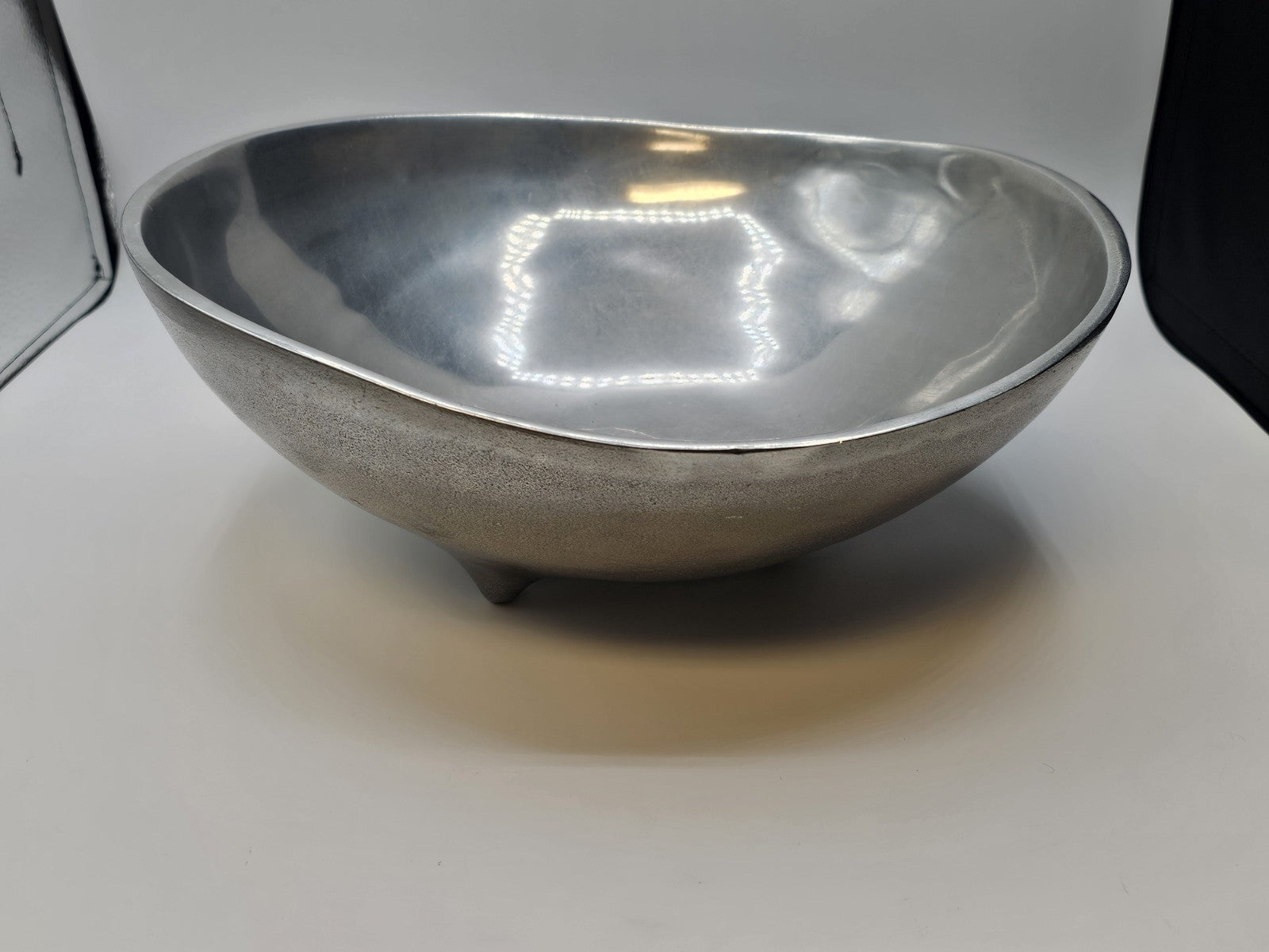 MCM Bruce Fox Design Aluminum Metal Biomorphic Footed Bowl 12.75 In