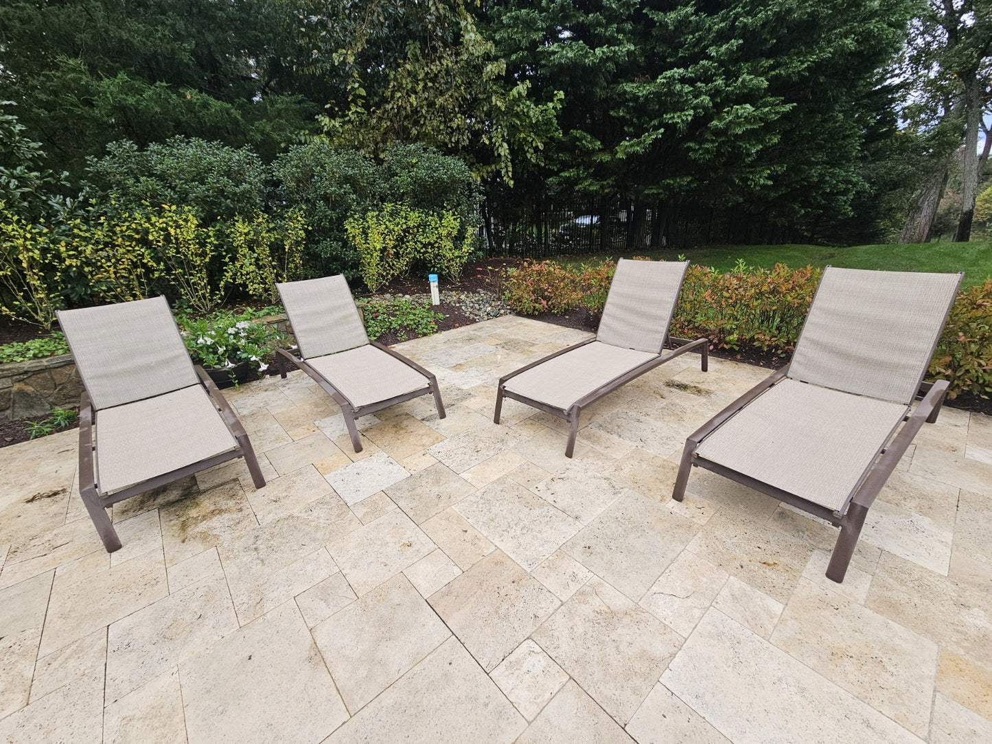 Tropitone Relaxed Sling Chaise Lounge Aluminum Armchairs Set Of 4