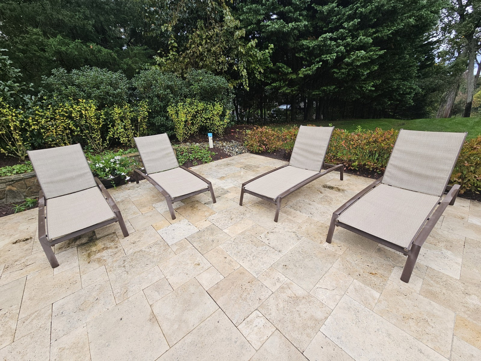 Tropitone Relaxed Sling Chaise Lounge Aluminum Armchairs Set Of 4