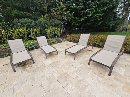 Tropitone Relaxed Sling Chaise Lounge Aluminum Armchairs Set Of 4