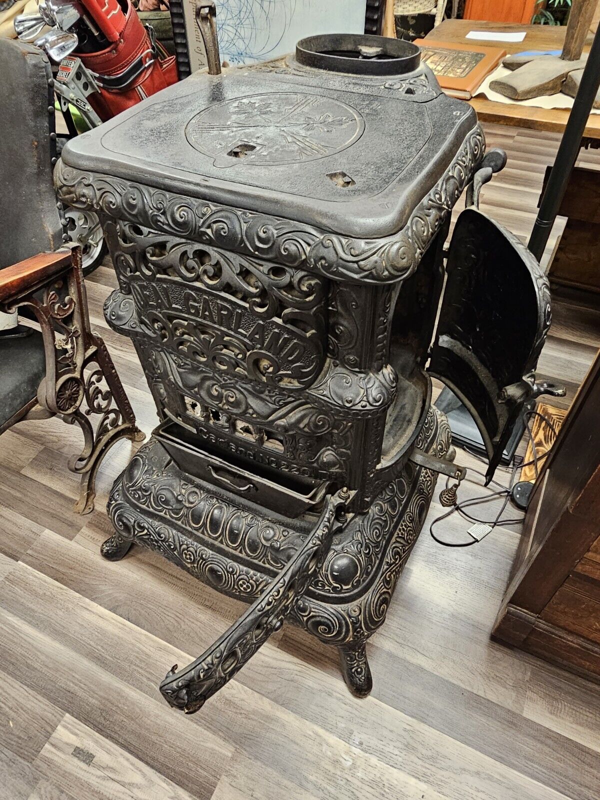 Antique Late 19th Century Cast Iron Parlor Stove By Garland 