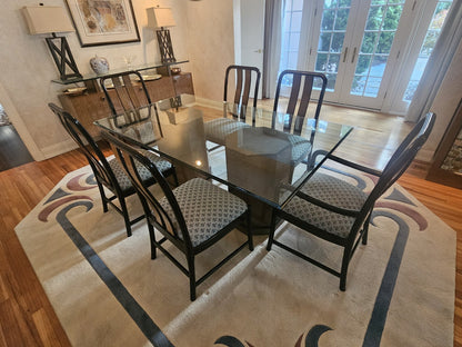 MCM Bernhardt Curly Maple Post Modern Dining Set Sideboard Curio Table & Chairs