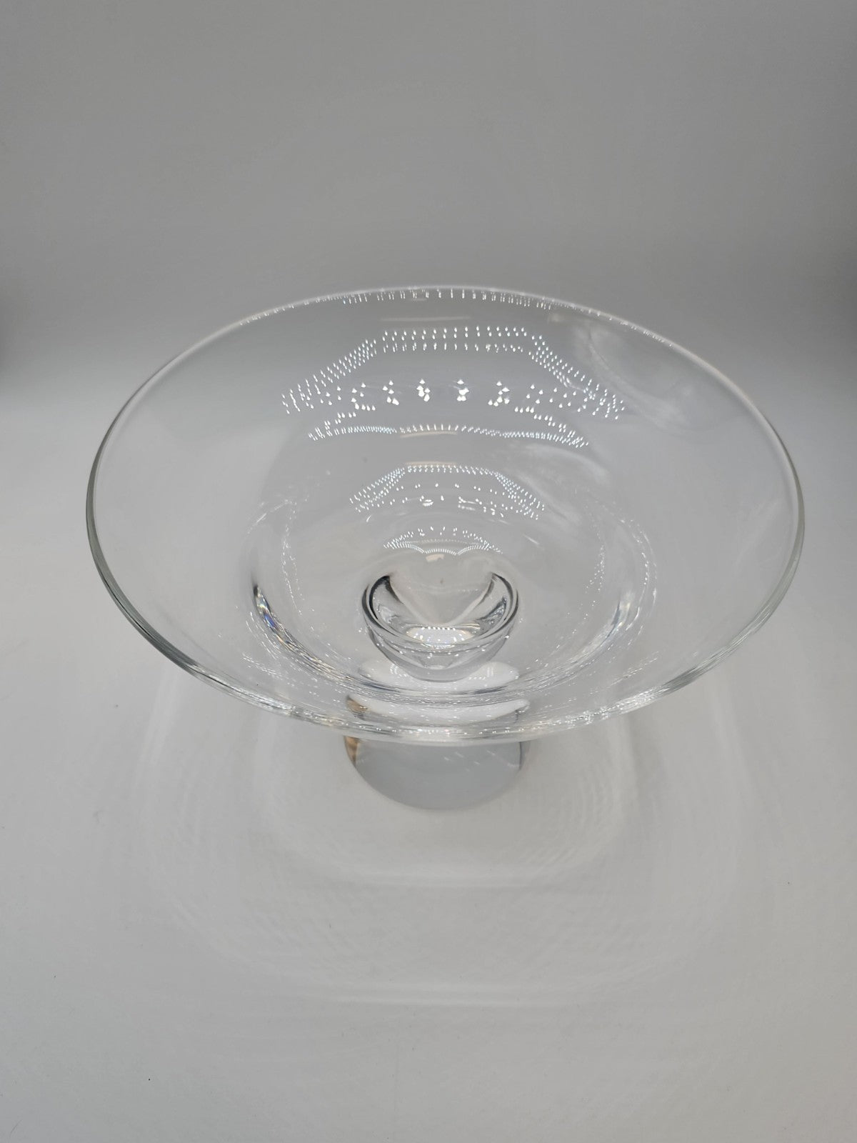Steuben Signed Crystal Glass Cloud Pedestal Bowl Centerpiece 6.25 In Tall