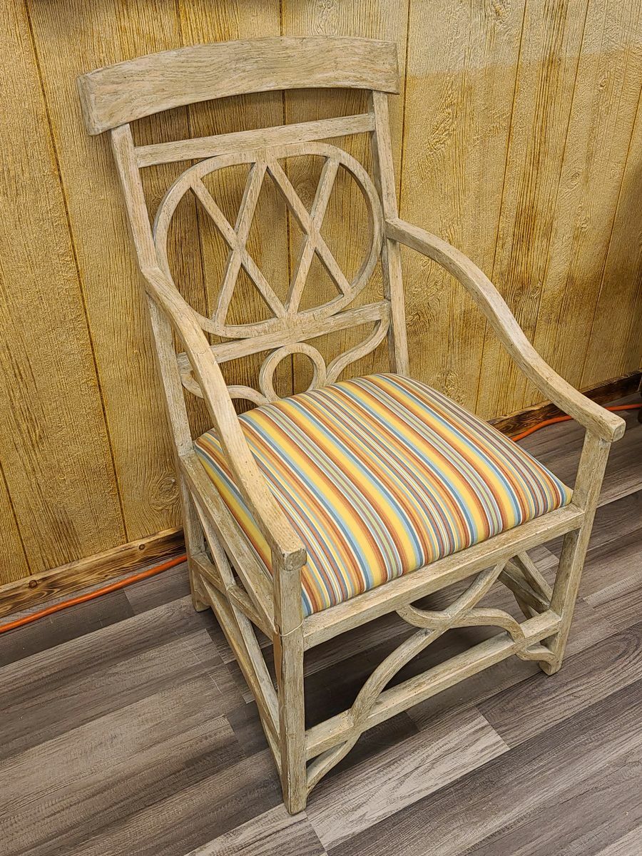 Regency Style Sculptural Arm Chair with Upholstered Seat